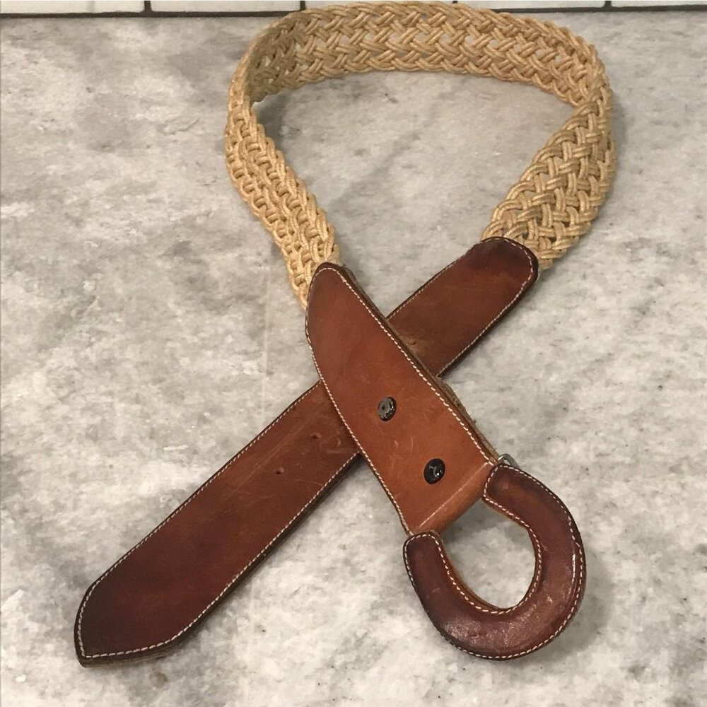 Western Belt‎ Womens 38 Brown Tan Horseshoe Buckle Cowgirl Southwestern Braided